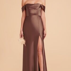 Mia Dress Shiny Satin Chocolate Brown